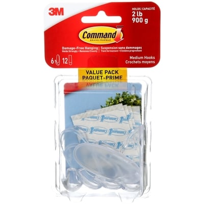 3 M Crochets transparents Command 1 ea, 13,00 $/1ch