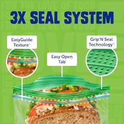シュガリミット　2袋 Ziploc Sandwich Bags, with Grip 'n Seal Technology - 40 ea