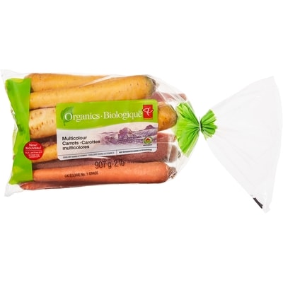 PC Organics Organics Multicolour Carrots 907 g, $0.50/100g