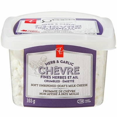 President's Choice Garlic & Herb Crumbled Goat's Milk Chèvre 165 g, $5.15/100g
