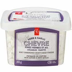 le Choix du Président Fromage de chèvre émietté fines herbes et ail  165 g, 5,45 $/100g