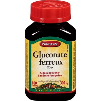 Wampole Tablettes de gluconate ferreux 100 ea, 0,09 $/1ch