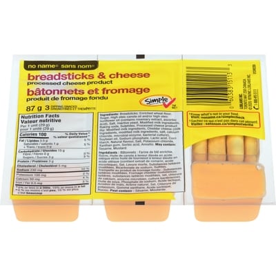 No Name Breadsticks and Cheese, Processed Cheese Product 3x29.0 g, $2.30/100g