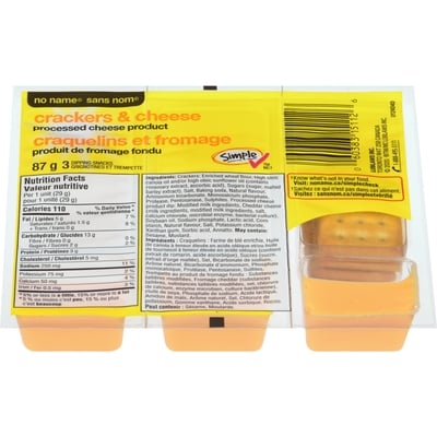 No Name Crackers and Cheese, Processed Cheese Product 3x29.0 g, $2.30/100g