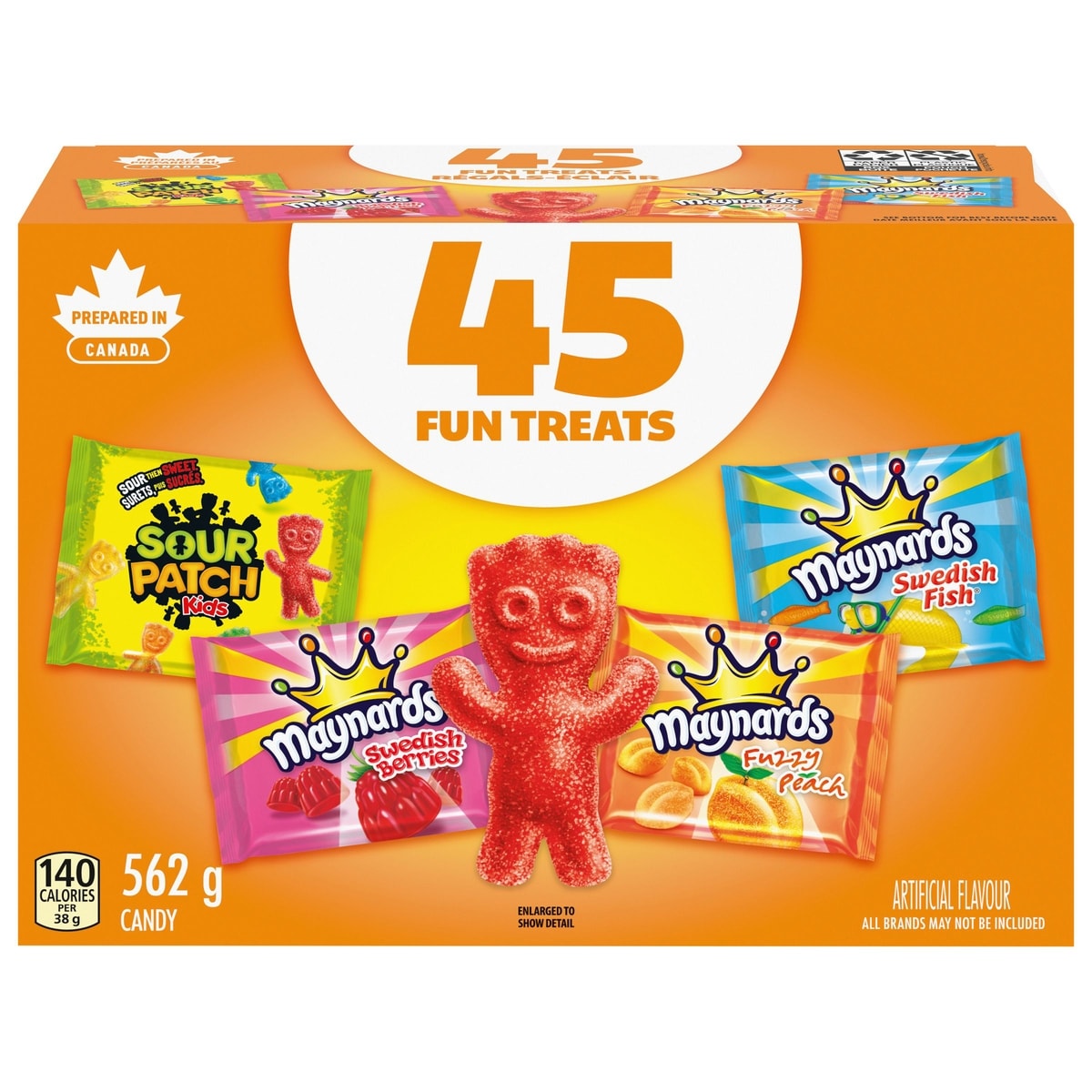 Maynards Assorted Gummy Candy (Pack of 45), Sour Patch Kids, Fuzzy Peach, Swedish Berries, Swedish Fish 562 g, $1.96/100g