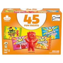Maynards Assorted Gummy Candy (Pack of 45), Sour Patch Kids, Fuzzy Peach, Swedish Berries, Swedish Fish 562 g, $1.96/100g