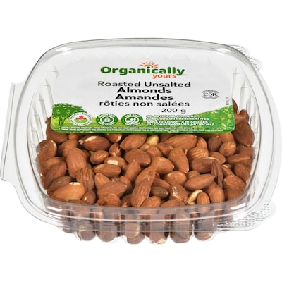 Organically Yours Organic Almonds, Roasted & Unsalted TEST 200 g, $7.75/100g