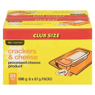 No Name Crackers and Cheese, Processed Cheese Product, Club Size 24x29.0 g, $2.16/100g