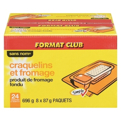 Sans Nom Craquelins et produit de fromage fondu, Format Club 24x29.0 g, 2,16 $/100g