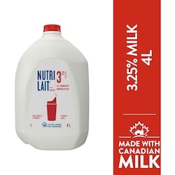 Nutrilait 3.25% Milk 4 l, $0.22/100ml