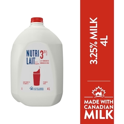 Nutrilait 3.25% Milk 4 l, $0.21/100ml