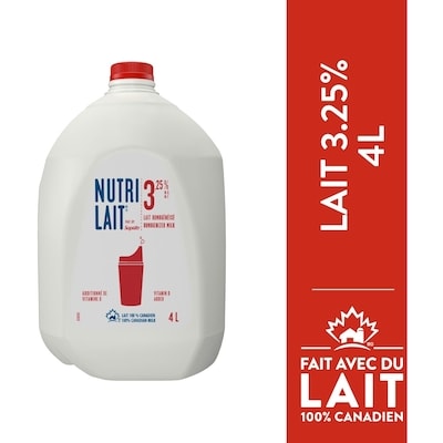 Nutrilait Lait 3.25 % 4 l, 0,21 $/100ml