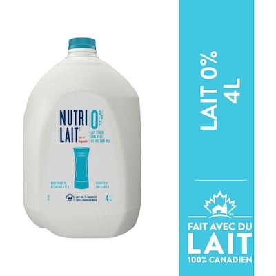 Nutrilait Lait écrémé 0% 4 l, 0,18 $/100ml