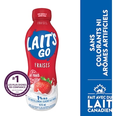 Milk 2 Go Lait partiellement écrémé aux fraises 1 % 473 ml, 0,46 $/100ml