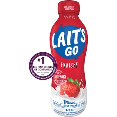 Lait partiellement écrémé aux fraises 1 %