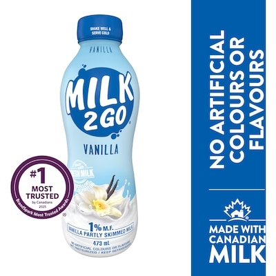 Milk 2 Go 1% Vanilla Partly Skimmed Milk 473 ml, $0.46/100ml