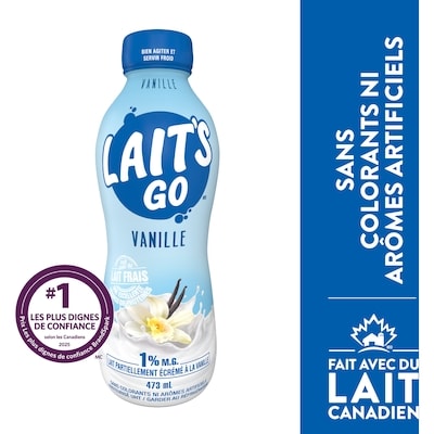 Milk 2 Go Lait partiellement écrémé à la vanille 1% 473 ml, 0,46 $/100ml