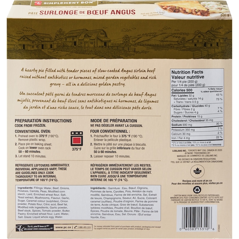 Free From Angus Sirloin Beef Pot Pie