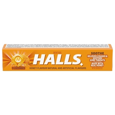 Halls Honey Flavour Cough Drops, Throat Lozenges, Sore Throat Relief, 9 count 9 ea, $0.21/1ea