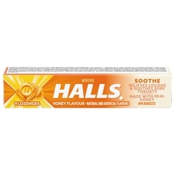 Halls Honey Flavour Cough Drops, Throat Lozenges, Sore Throat Relief, 9 count. 9 ea, $0.21/1ea