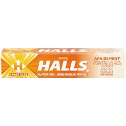 Halls saveur Miel, pastilles pour la gorge, soulagement des maux de gorge, 9 unités 9 ea, 0,21 $/1ch