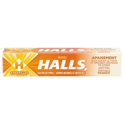 Halls saveur Miel, pastilles pour la gorge, soulagement des maux de gorge, 9 unités 9 ea, 0,22 $/1ch