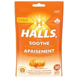 Halls Menthol Miel Cough Drops 30 ea, 0,13 $/1ch