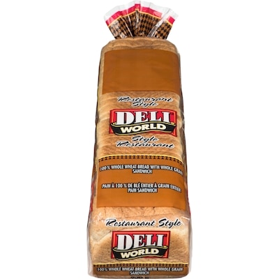 Deli World 100% Whole Wheat Sandwich Bread 900 g, $0.44/100g
