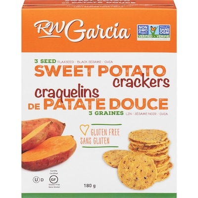 RW Garcia Craquelins patate douce et 3 graines RW Garcia 180 g, 3,77 $/100g