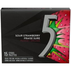 Wrigley's 5 Strawberry-Flood Flavoured Sugar Free Chewing Gum, 1 Sticks, 1 Pack 15 ea, $0.15/1ea