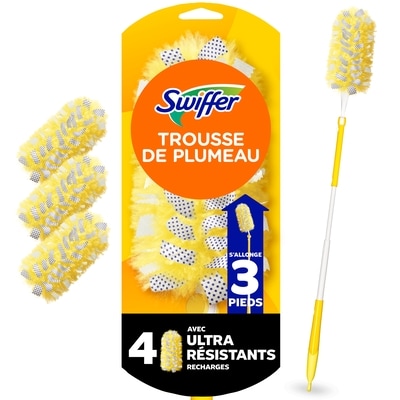 Swiffer Ensemble de départ de plumeaux Ultra résistants avec manche télescopique de 0,9 m (3 pi) avec 4 recharges 1 ea, 18,00 $/1ch
