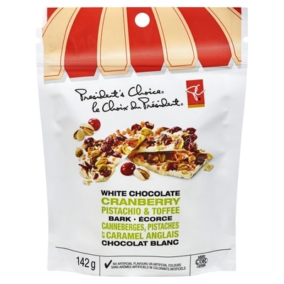 President's Choice Cranberry Pistachio & Toffee <Br>White Chocolate Bark 142 g, $3.51/100g