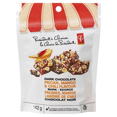 President's Choice Pecan, Mango & Chili Flavour Dark Chocolate Bark 142 g, $3.51/100g