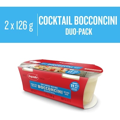 Saputo Cocktail Bocconcini Cheese Duo-Pack 252 g, $3.57/100g