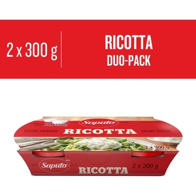 Saputo Ricotta emballage duo 600 g, 1,50 $/100g