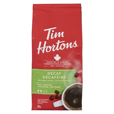 Tim Hortons Café décaféiné, mouture fine 300 g, 4,00 $/100g