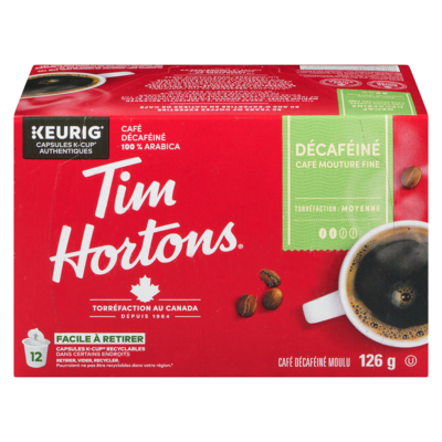 Tim Hortons Dosettes de café décaféiné 12 ea