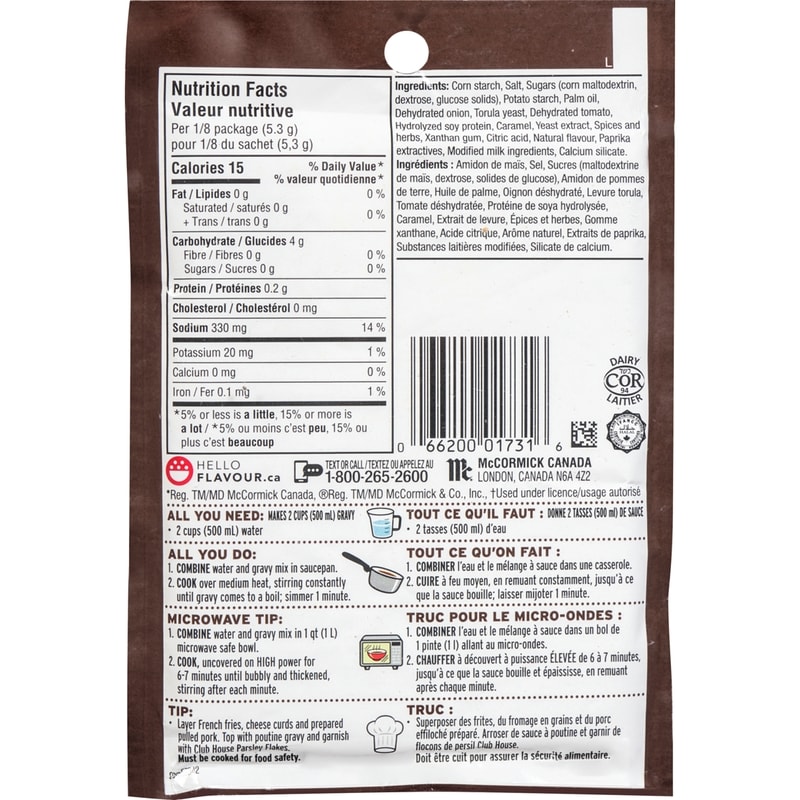 Poutine, Gluten-Free, 25% Less Salt Gravy Mix