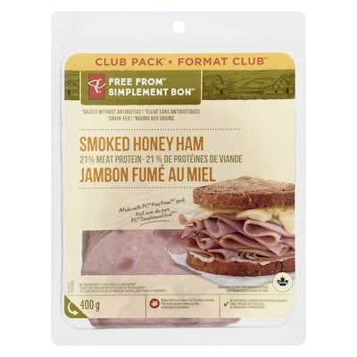President's Choice Free From Honey Ham, Club Pack 400 g, $37.48/1kg $3.75/100g