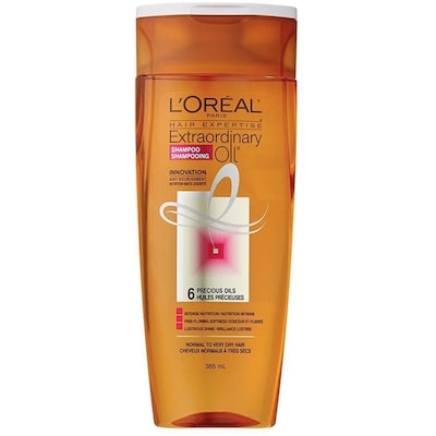 L’Oréal Extraordinary Oil shampooing 385 ml, 1,86 $/100ml