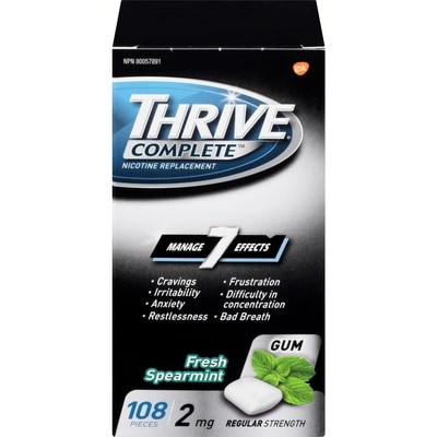 Thrive Complete Nicotine Replacement Gum, Fresh Spearmint 2 mg 108 ea, $0.31/1ea
