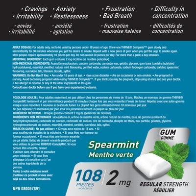 Complete Nicotine Replacement Gum, Fresh Spearmint 2 mg