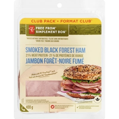 President's Choice Free From Black Forrest Ham, Club Pack 400 g, $37.48/1kg $3.75/100g