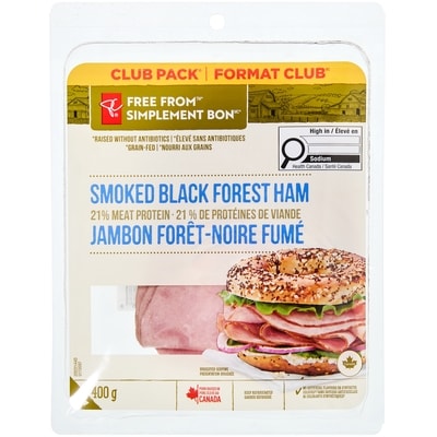President's Choice Free From Black Forrest Ham, Club Pack 400 g, $42.48/1kg $4.25/100g