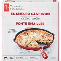 Enameled Cast Iron Round Skillet, Red