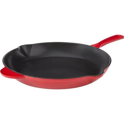 Enameled Cast Iron Round Skillet, Red