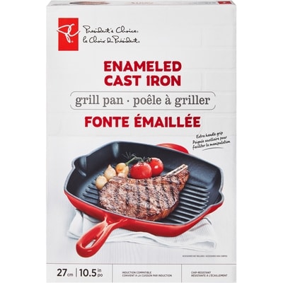 President's Choice Enameled Cast Iron Grill Pan, Red 1 ea, $55.00/1ea