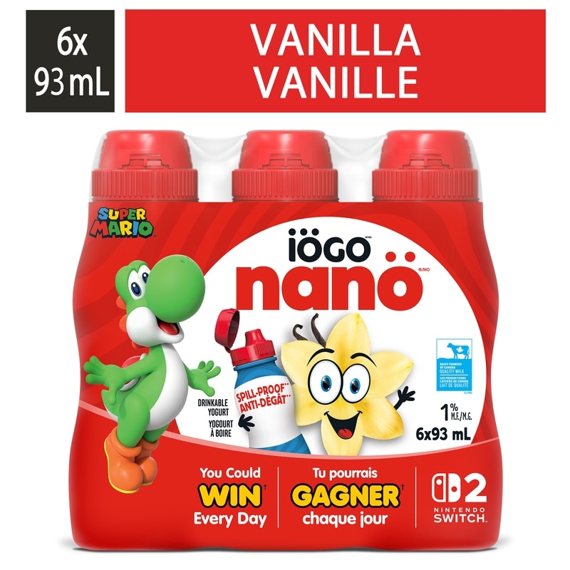 IOGO Nanö Drinkable Vanilla Yogurt 1% - 6x93.0 ml | No Frills Online