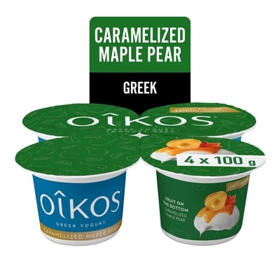 Oikos Greek Yogurt, Limited Edition, Caramelized Maple Pear 4x100.0 g, $1.00/100g