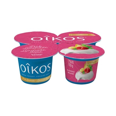 Oikos Greek Yogurt, Limited Edition, Pink Lemonade 4x100.0 g, $1.20/100g